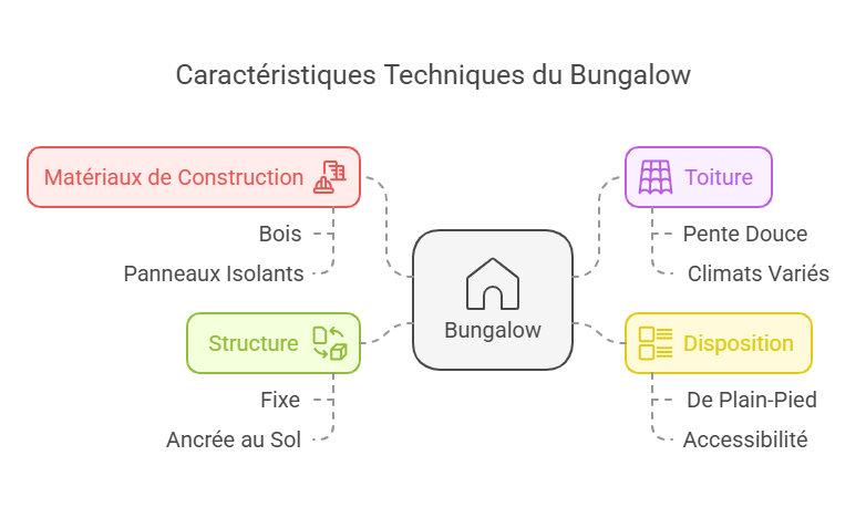 Infographie des caractéristiques techniques du bungalow